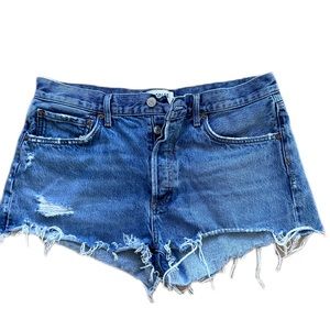 AGOLDE Parker Vintage Cut-Off distressed Jean Shorts Size 30 Medium Blue